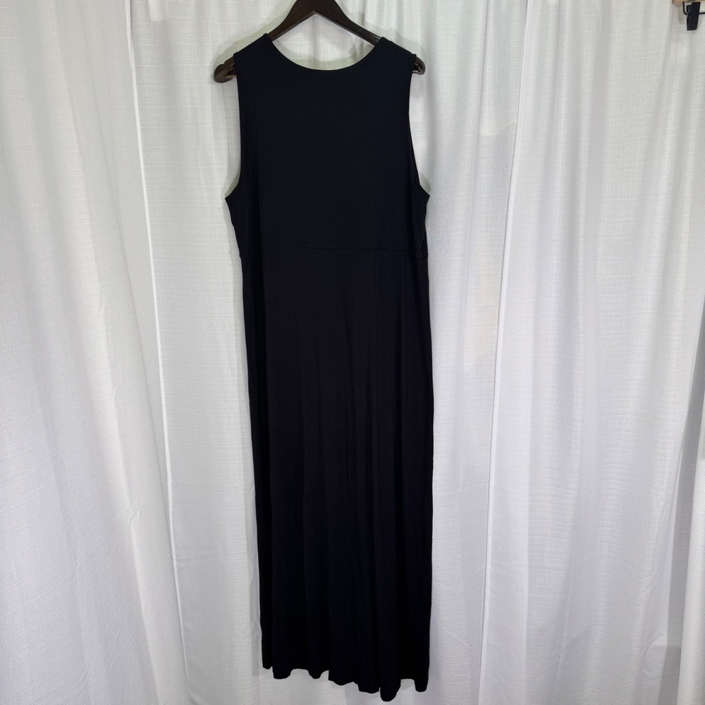 NWOT Talbots Maxi Jersey Dress 2X Black V-Neck Ruched‎ Empire Waist Sleeveless - Picture 4 of 12